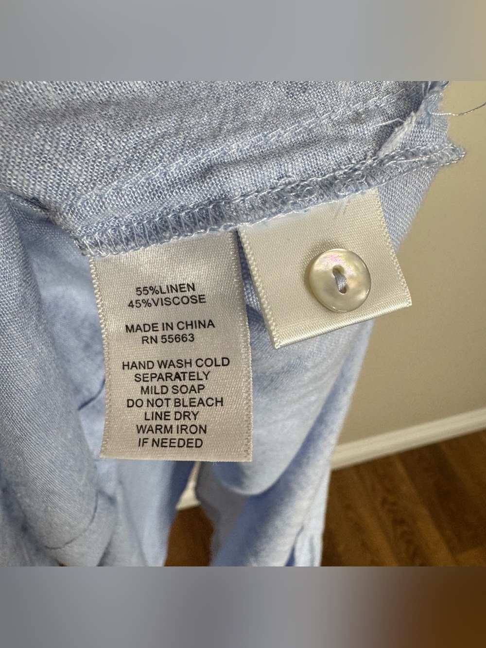 NWT C&C California Light Blue Linen Viscose Collared Button Shirt Dress Large - Picture 9 of 10